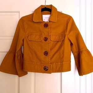 Anthropologie cropped jacket with flutter sleeves. Beautiful oversized buttons